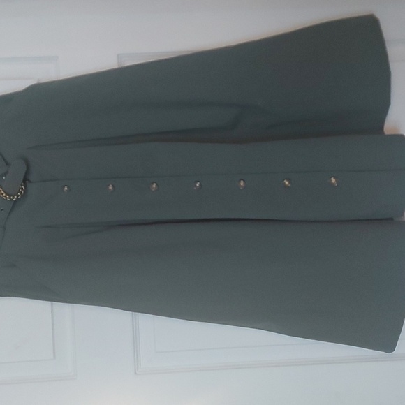 Vintage Pleated Midi Skirt Cottagecore Button Front Olive Green Academia Skirt - Picture 4 of 14